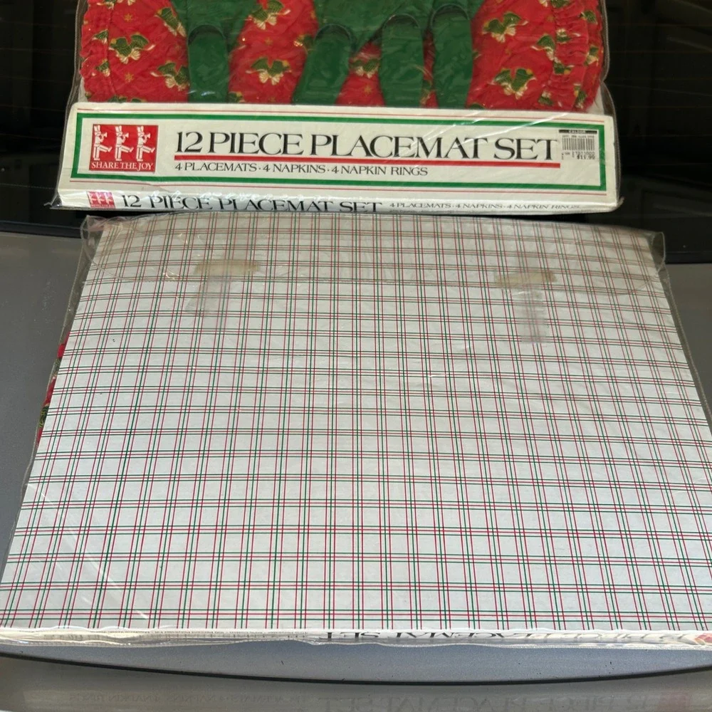 Share The Joy 12pc Christmas Placemat Set 2 Red Green New kitchen grandmacore